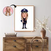 Politi & Militær tema1 (1 person) - karikaturtegning efter dine fotos - Just Karikatur