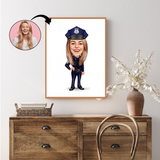 Politi & Militær tema1 (1 person) - karikaturtegning efter dine fotos - Just Karikatur