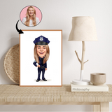 Politi & Militær tema1 (1 person) - karikaturtegning efter dine fotos - Just Karikatur