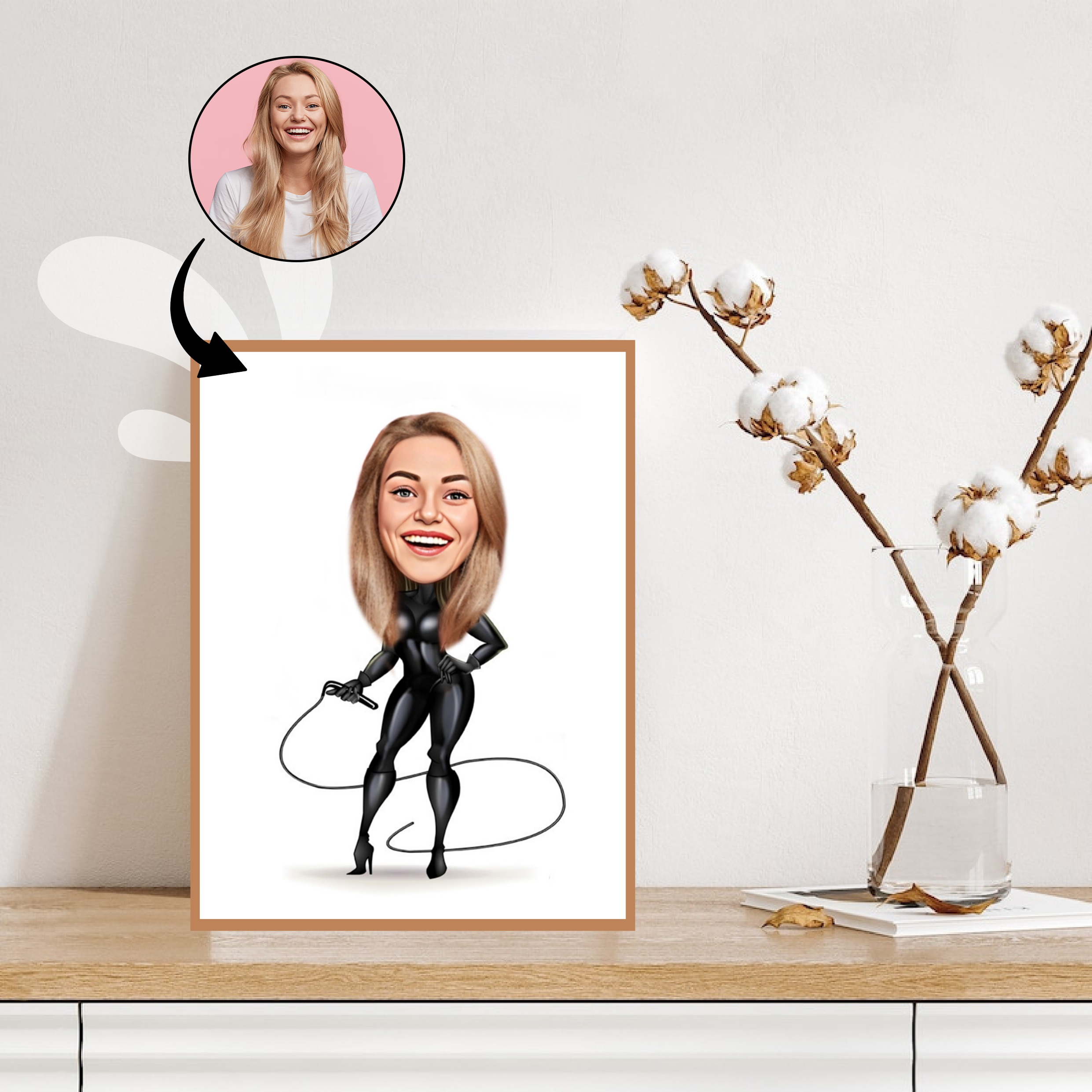 Superhelt tema45 (1 person) - karikaturtegning efter dine fotos - Just Karikatur