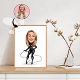 Superhelt tema45 (1 person) - karikaturtegning efter dine fotos - Just Karikatur