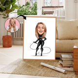 Superhelt tema45 (1 person) - karikaturtegning efter dine fotos - Just Karikatur