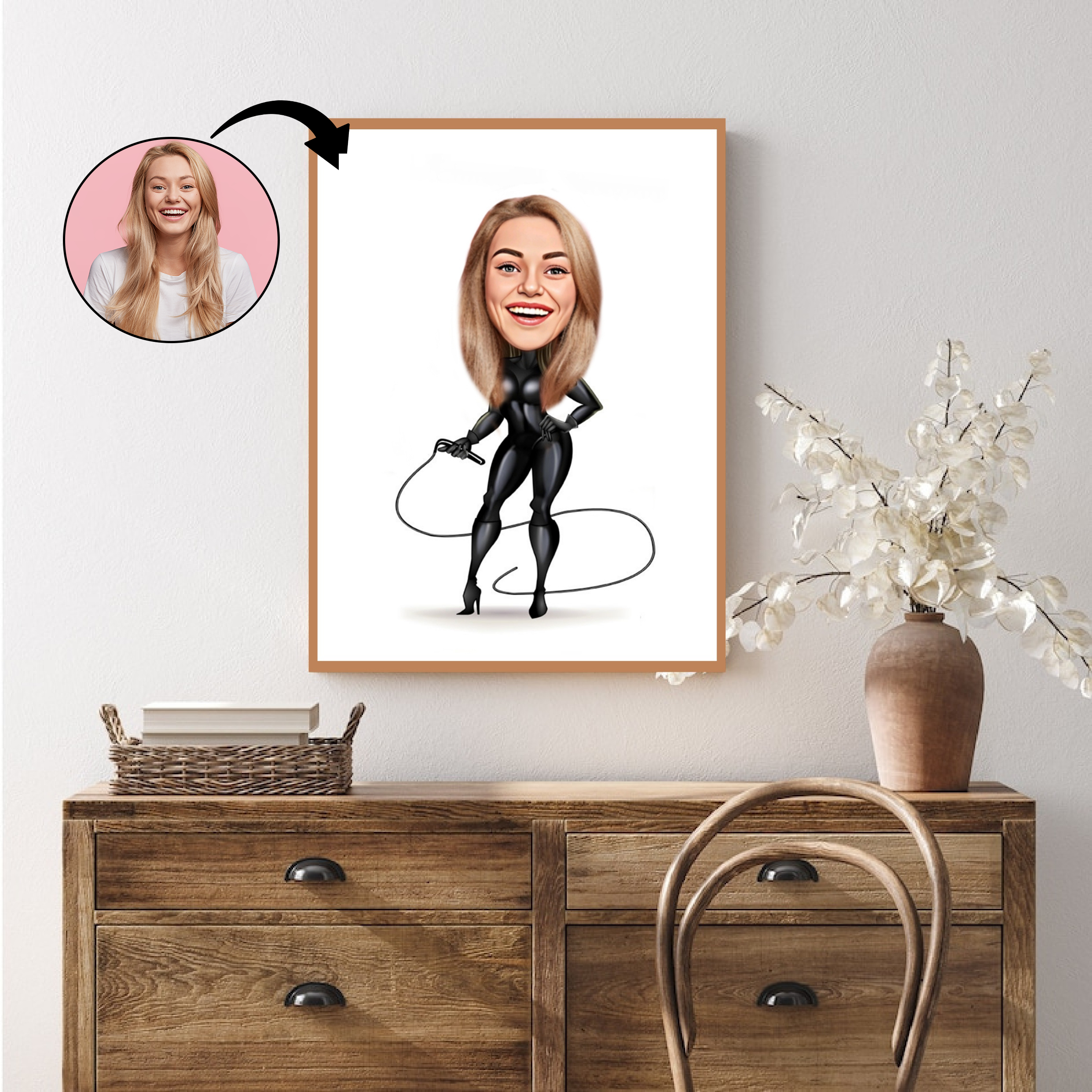 Superhelt tema45 (1 person) - karikaturtegning efter dine fotos - Just Karikatur