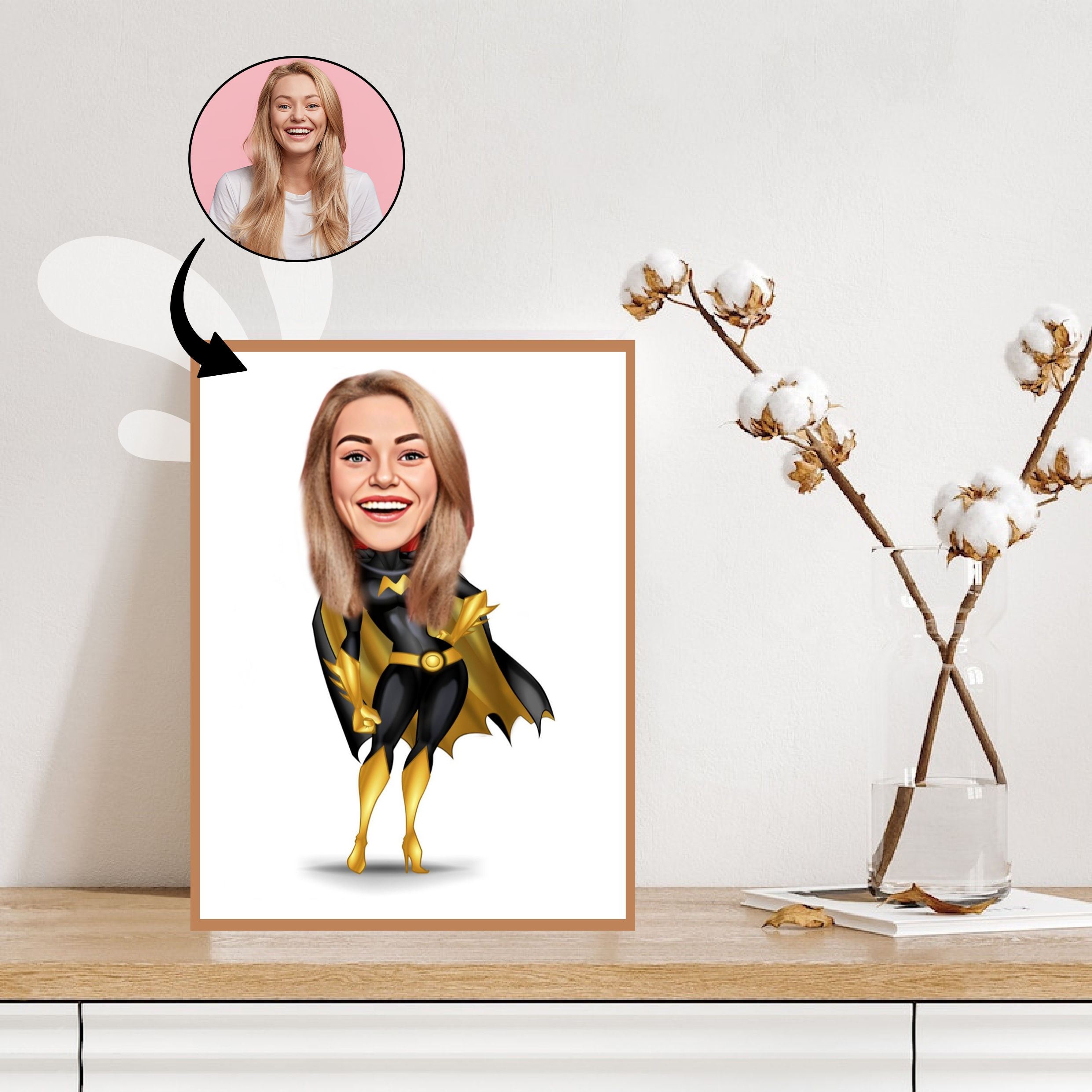 Superhelt tema17 (1 person) - karikaturtegning efter dine fotos - Just Karikatur