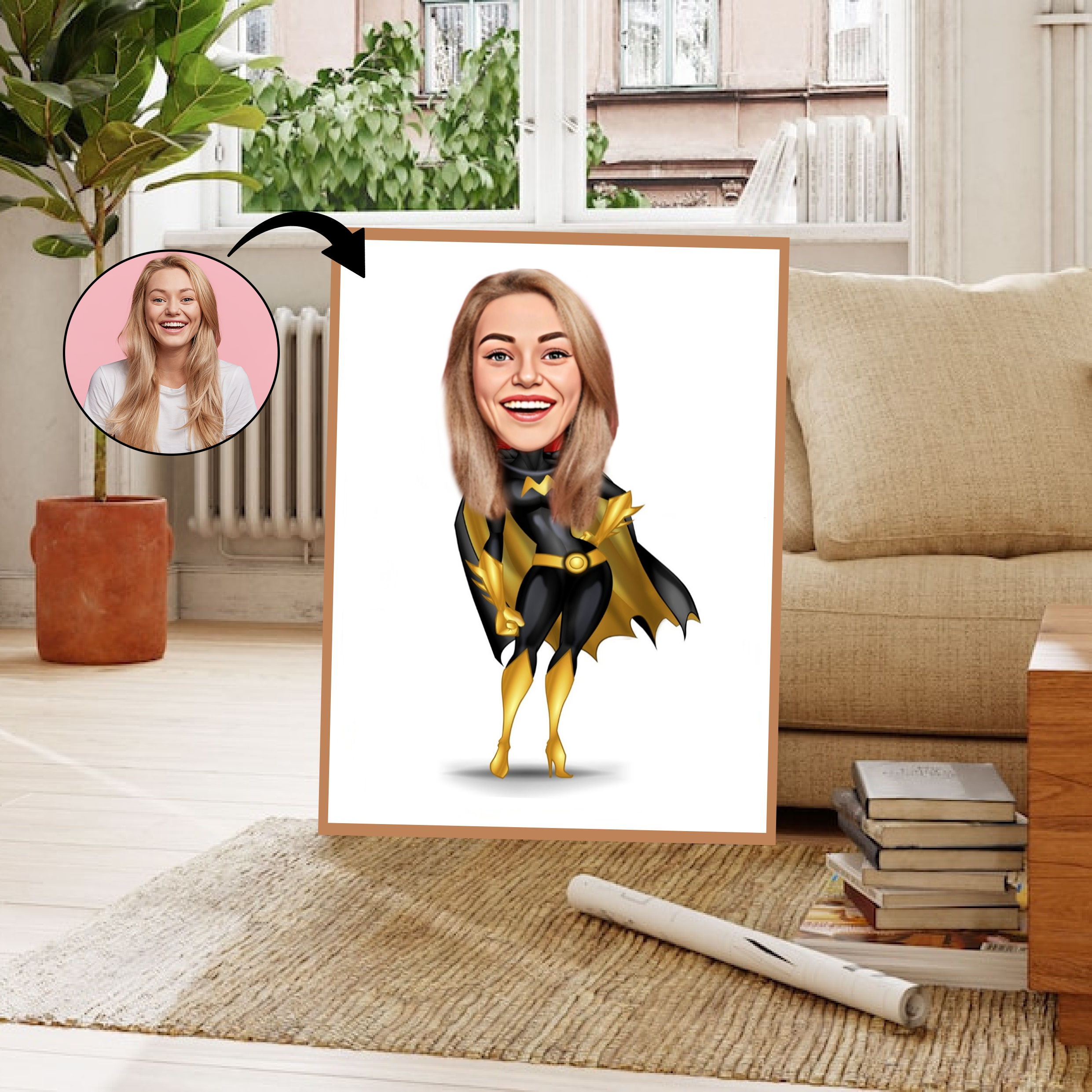 Superhelt tema17 (1 person) - karikaturtegning efter dine fotos - Just Karikatur