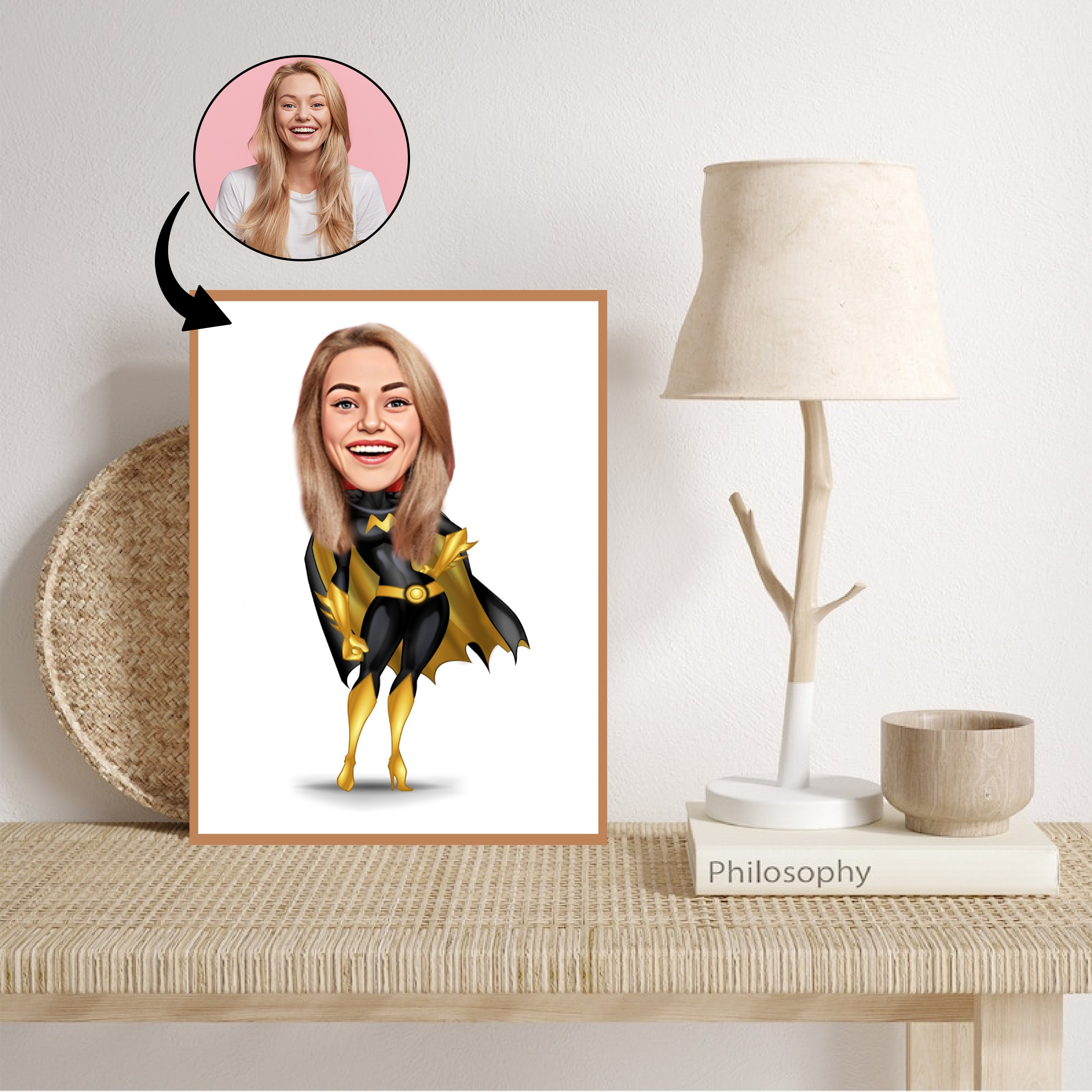 Superhelt tema17 (1 person) - karikaturtegning efter dine fotos - Just Karikatur