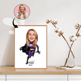 Superhelt tema18 (1 person) - karikaturtegning efter dine fotos - Just Karikatur