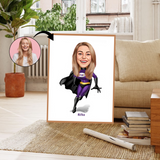 Superhelt tema18 (1 person) - karikaturtegning efter dine fotos - Just Karikatur