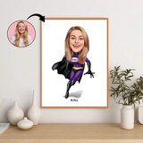 Superhelt tema18 (1 person) - karikaturtegning efter dine fotos - Just Karikatur