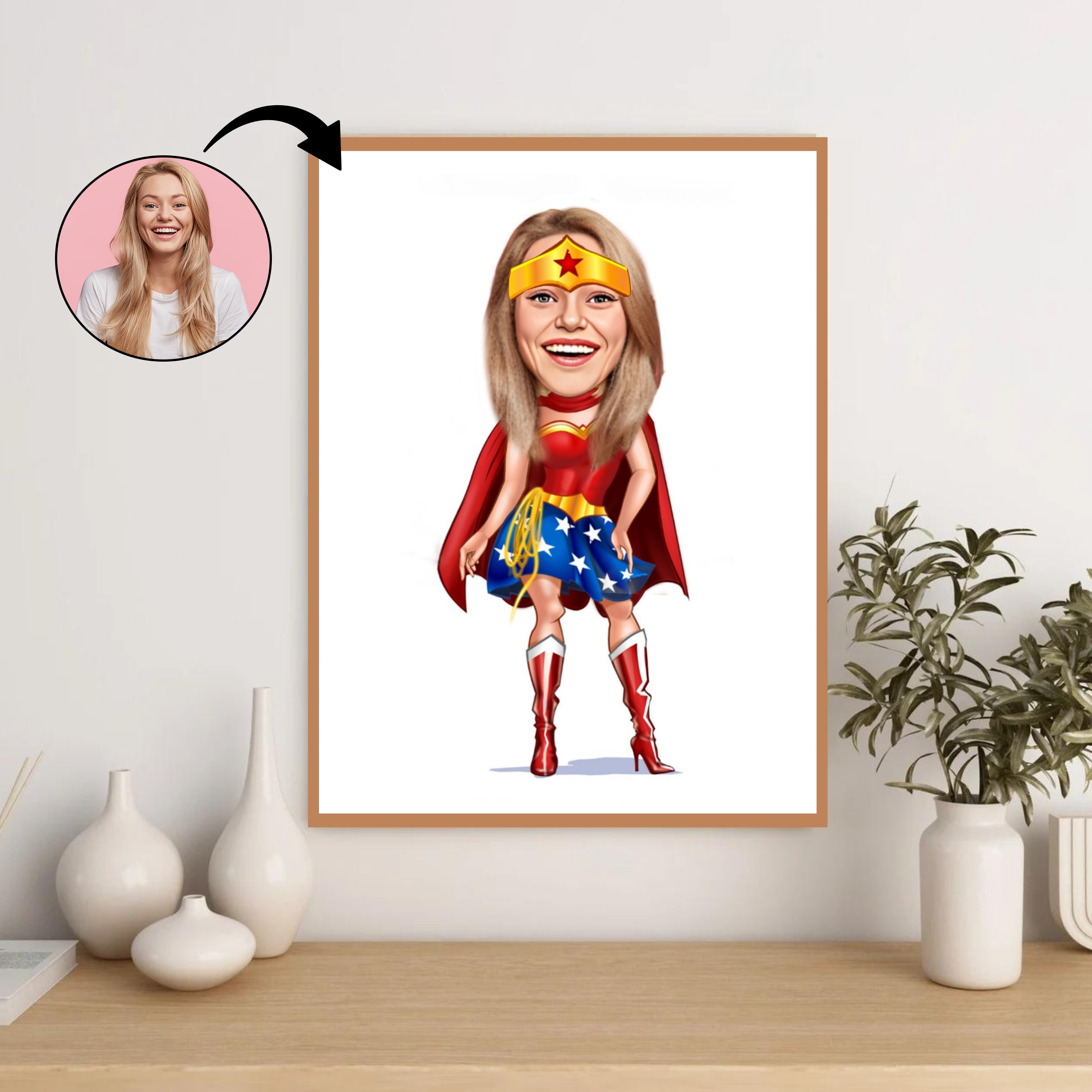 Superhelt tema14 (1 person) - karikaturtegning efter dine fotos - Just Karikatur