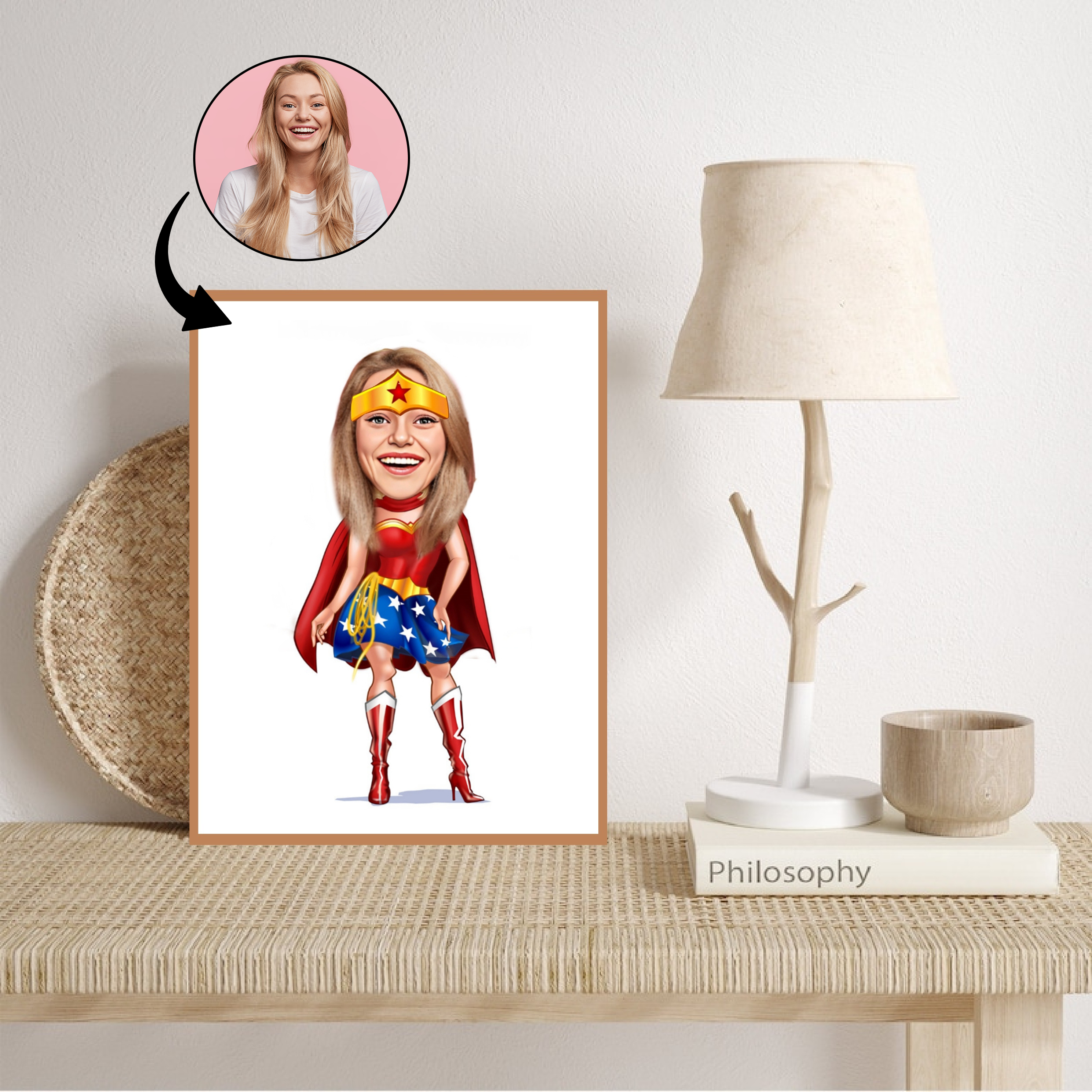 Superhelt tema14 (1 person) - karikaturtegning efter dine fotos - Just Karikatur