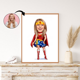 Superhelt tema14 (1 person) - karikaturtegning efter dine fotos - Just Karikatur