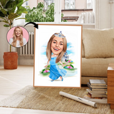 Børn tema18 (1 person) - karikaturtegning efter dine fotos - Just Karikatur