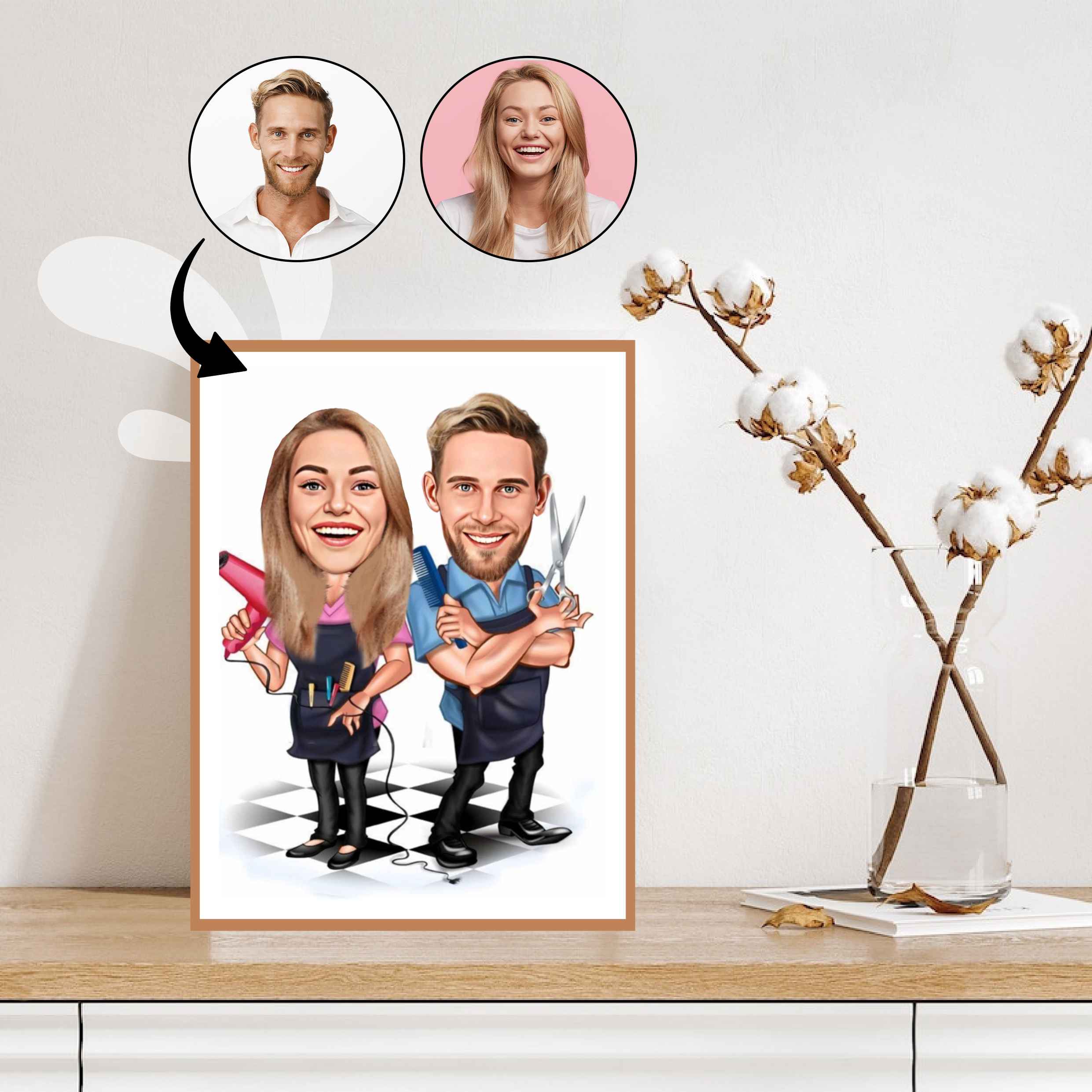 Par tema68 (2 personer) - karikaturtegning efter dine fotos - Just Karikatur