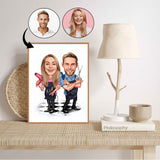 Par tema68 (2 personer) - karikaturtegning efter dine fotos - Just Karikatur