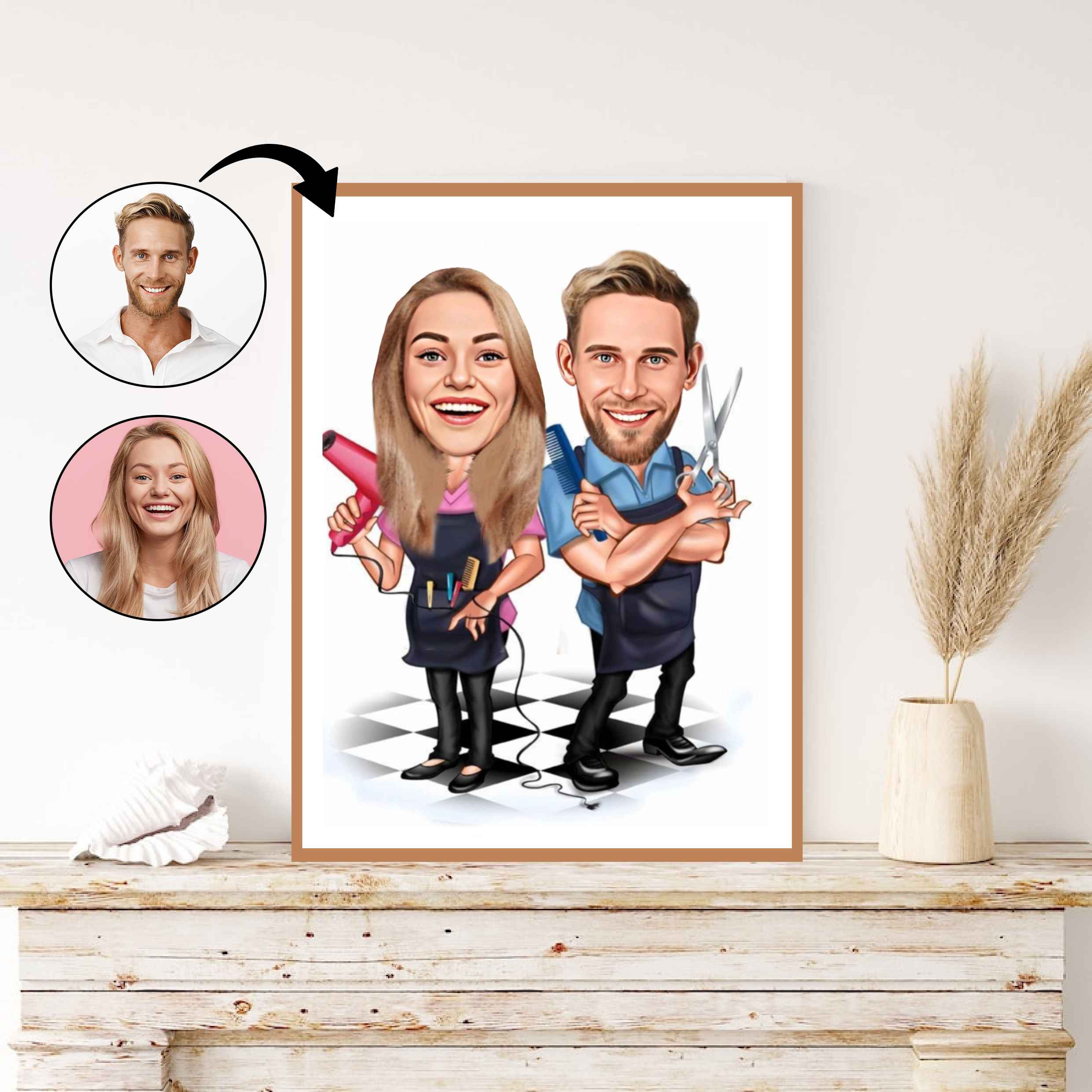 Par tema68 (2 personer) - karikaturtegning efter dine fotos - Just Karikatur