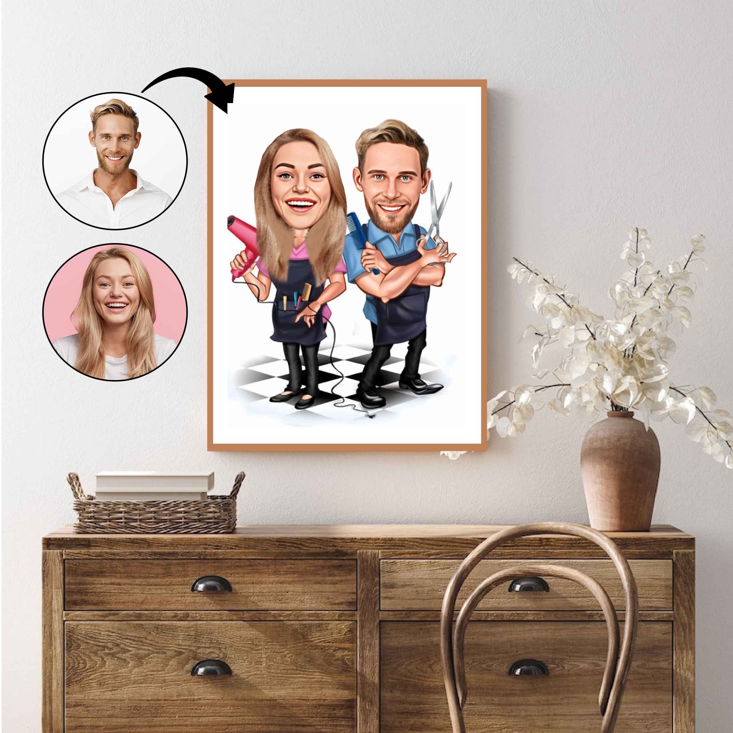 Par tema68 (2 personer) - karikaturtegning efter dine fotos - Just Karikatur