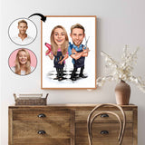 Par tema68 (2 personer) - karikaturtegning efter dine fotos - Just Karikatur