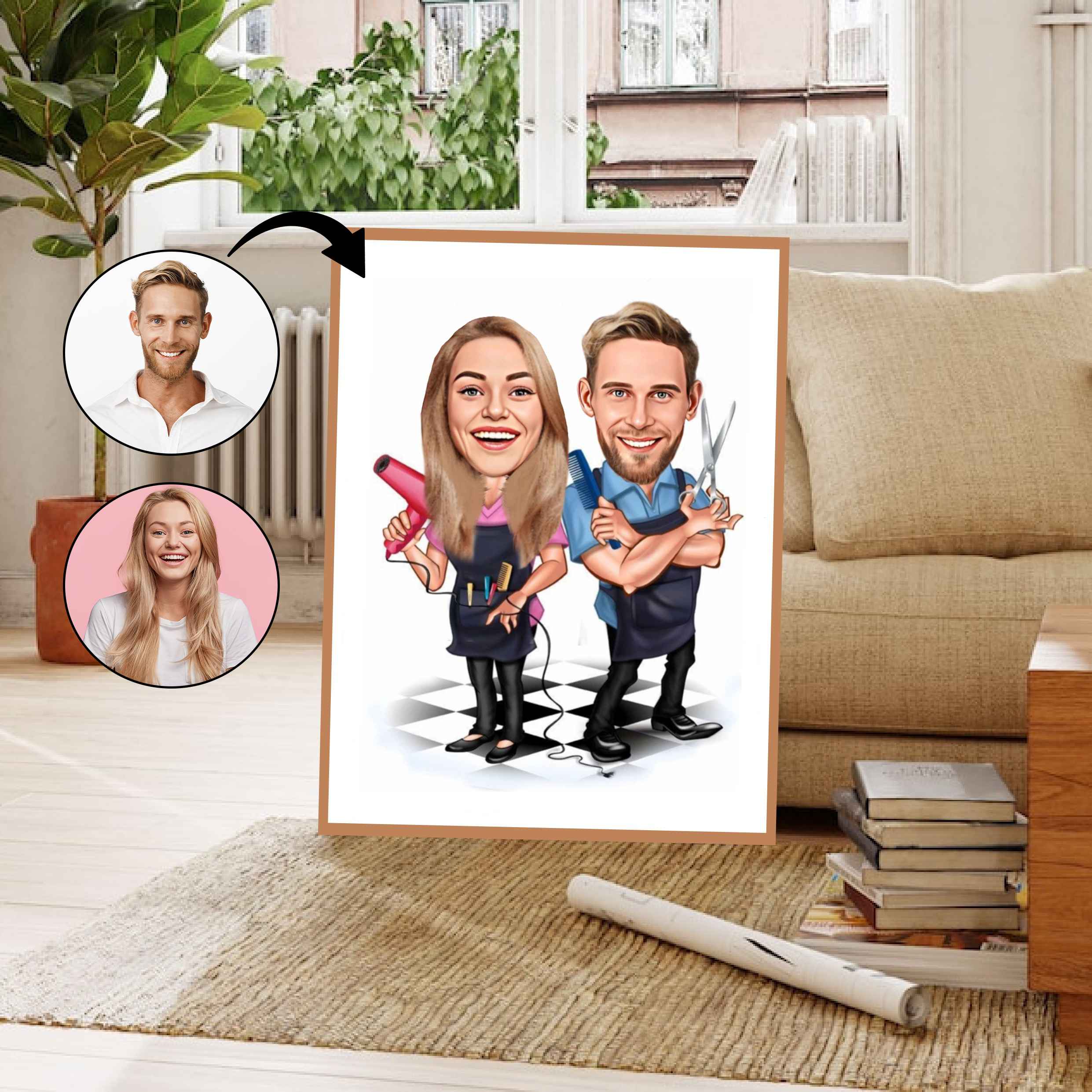 Par tema68 (2 personer) - karikaturtegning efter dine fotos - Just Karikatur