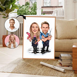 Par tema68 (2 personer) - karikaturtegning efter dine fotos - Just Karikatur