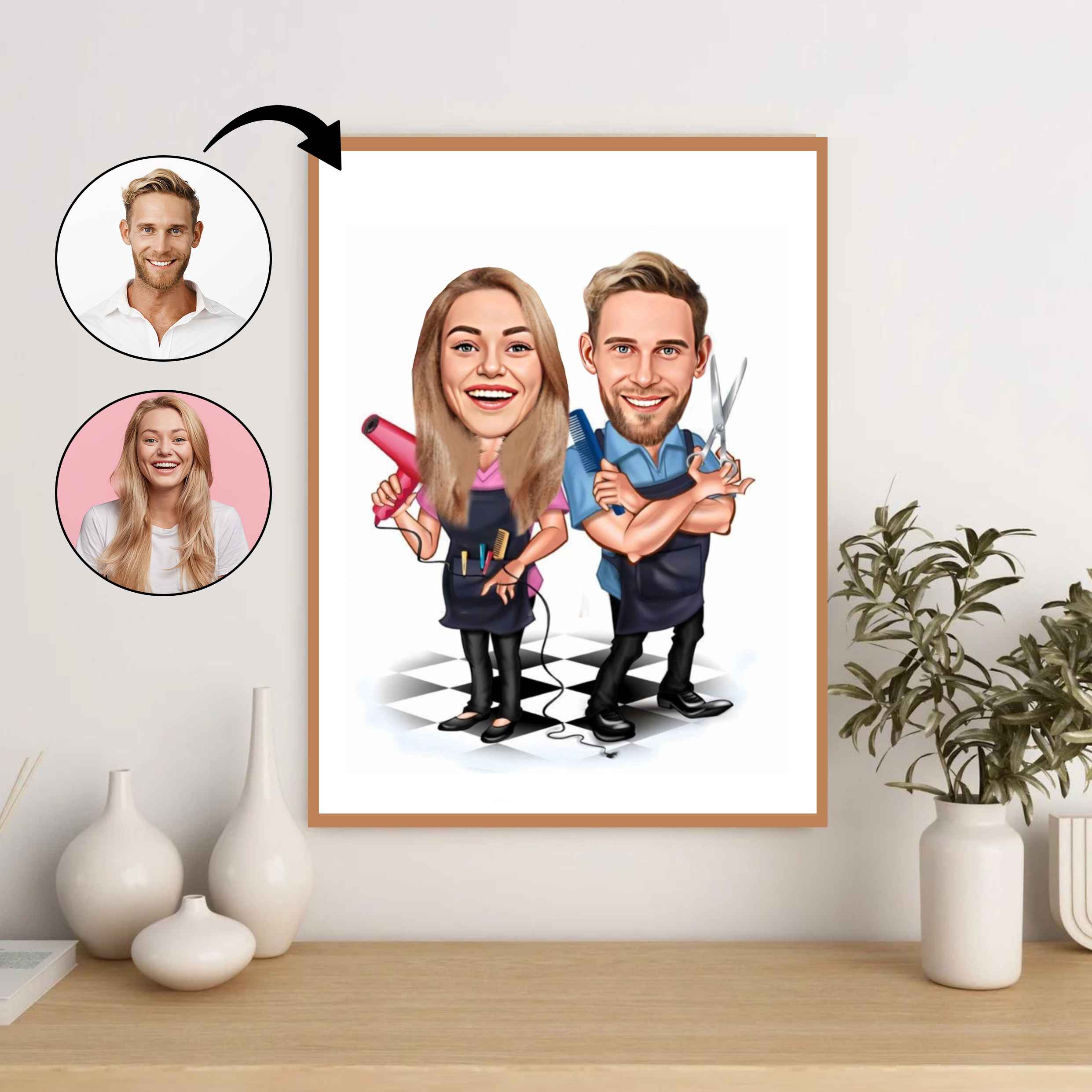 Par tema68 (2 personer) - karikaturtegning efter dine fotos - Just Karikatur