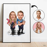 Par tema68 (2 personer) - karikaturtegning efter dine fotos - Just Karikatur