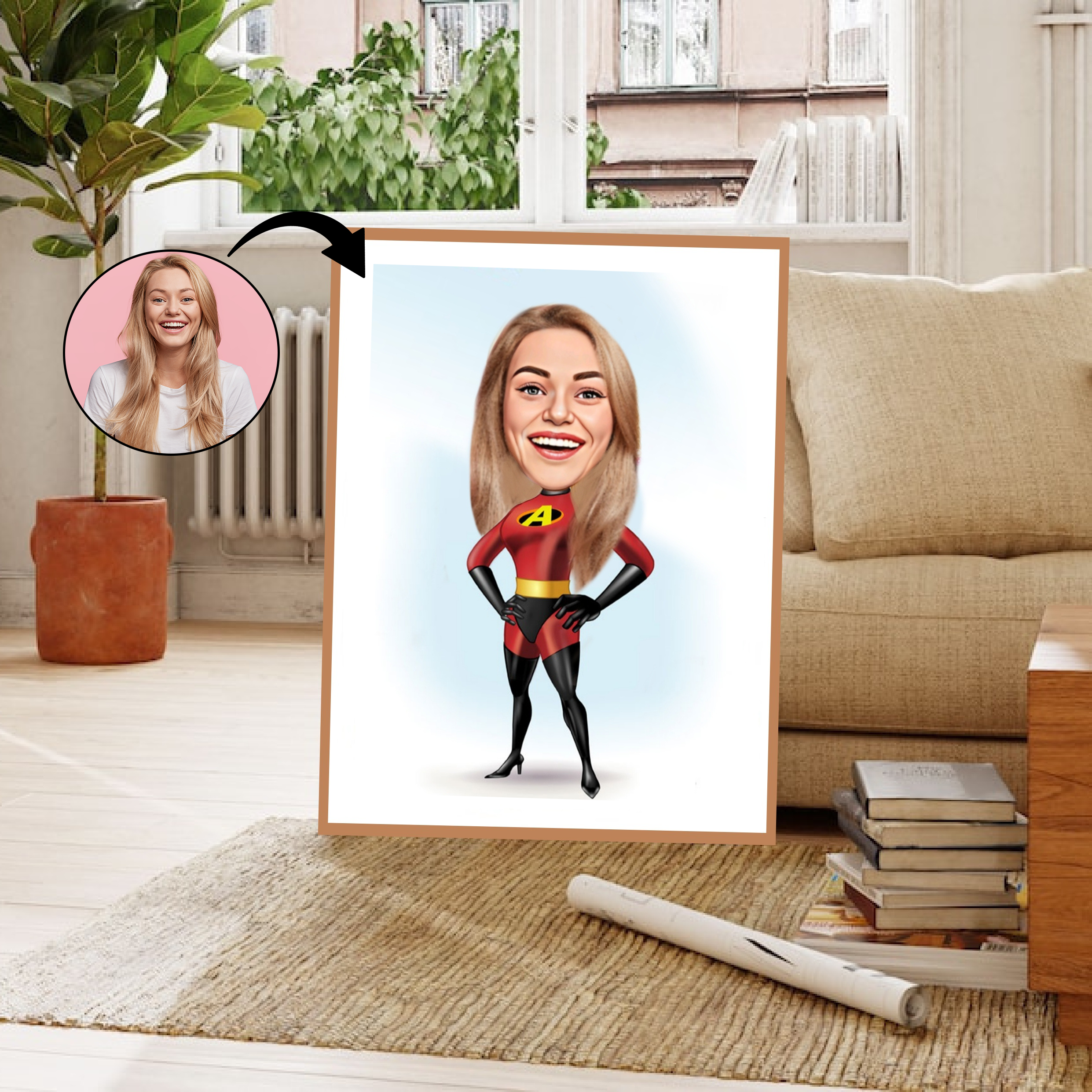 Børn tema17 (1 person) - karikaturtegning efter dine fotos - Just Karikatur