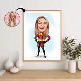 Børn tema17 (1 person) - karikaturtegning efter dine fotos - Just Karikatur