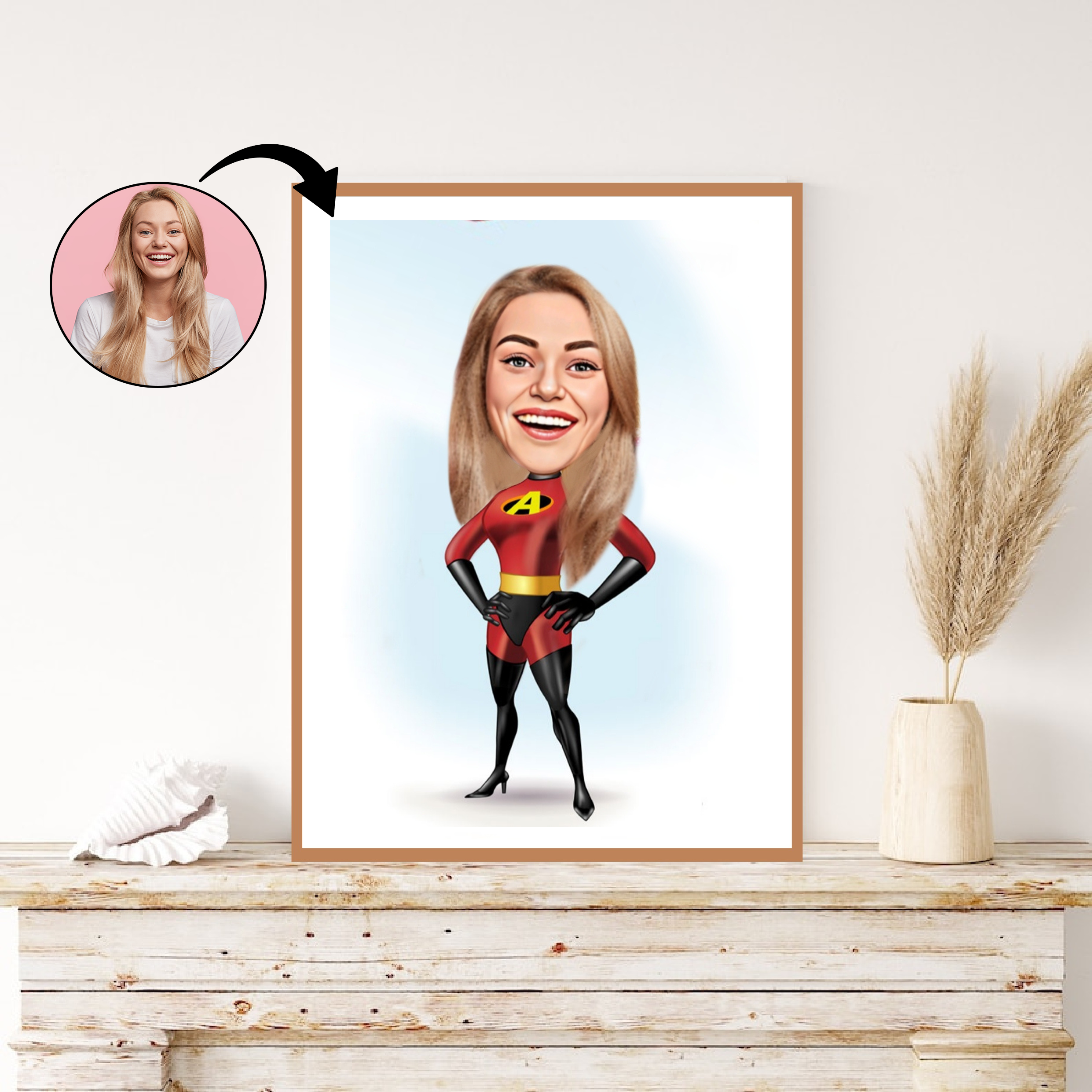 Børn tema17 (1 person) - karikaturtegning efter dine fotos - Just Karikatur