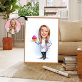 Kok tema5 (1 person) - karikaturtegning efter dine fotos - Just Karikatur