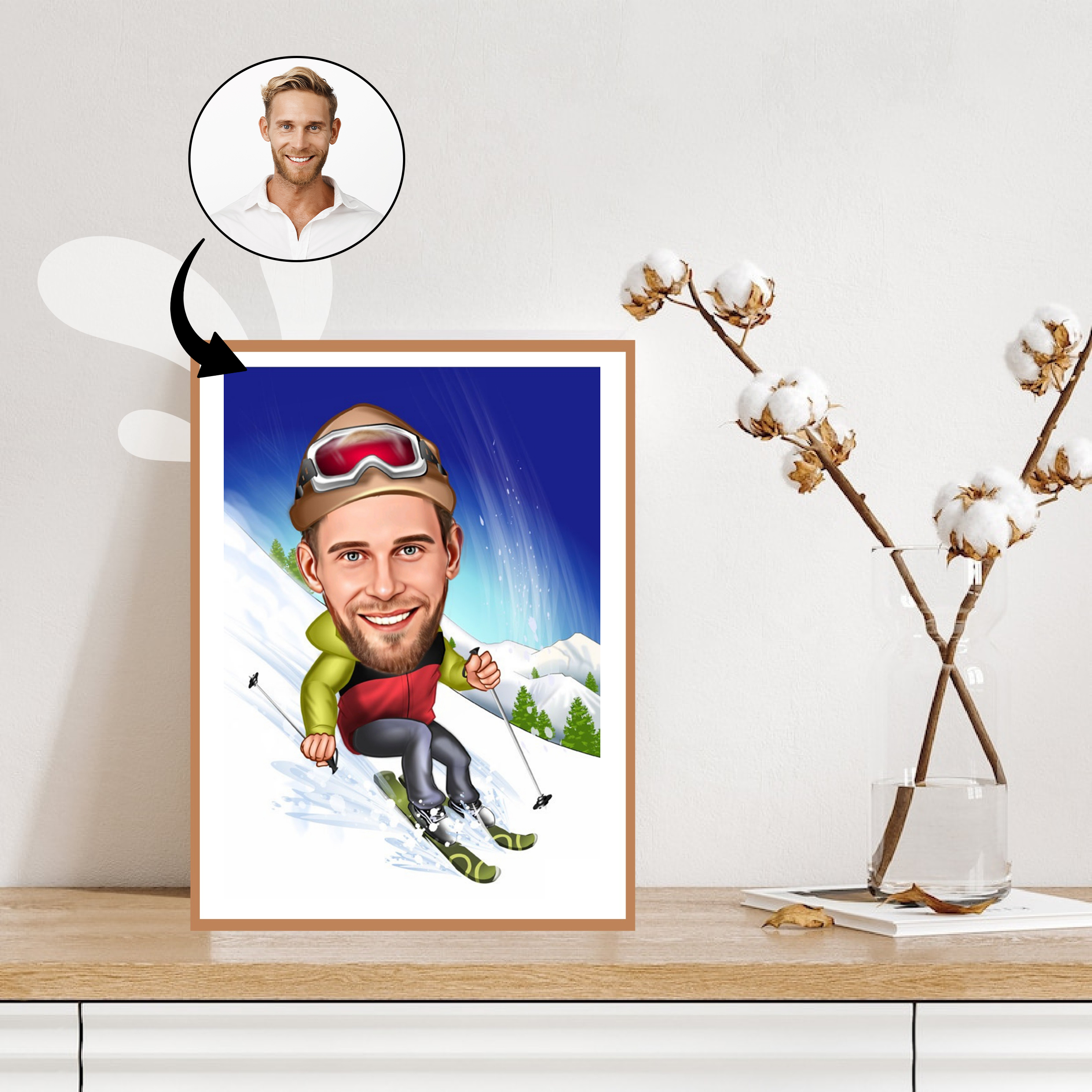 Sports tema53 (1 person) - karikaturtegning efter dine fotos - Just Karikatur