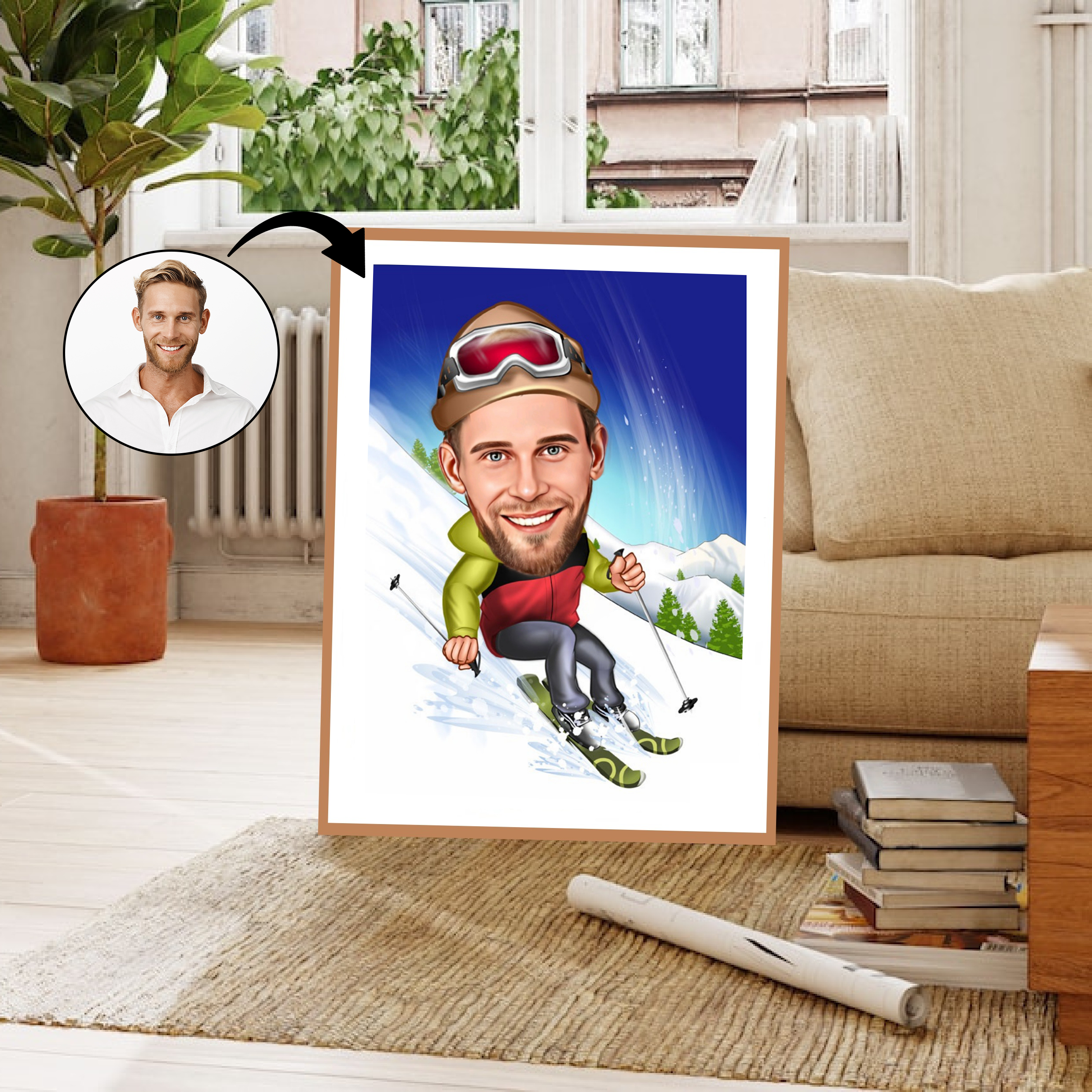 Sports tema53 (1 person) - karikaturtegning efter dine fotos - Just Karikatur