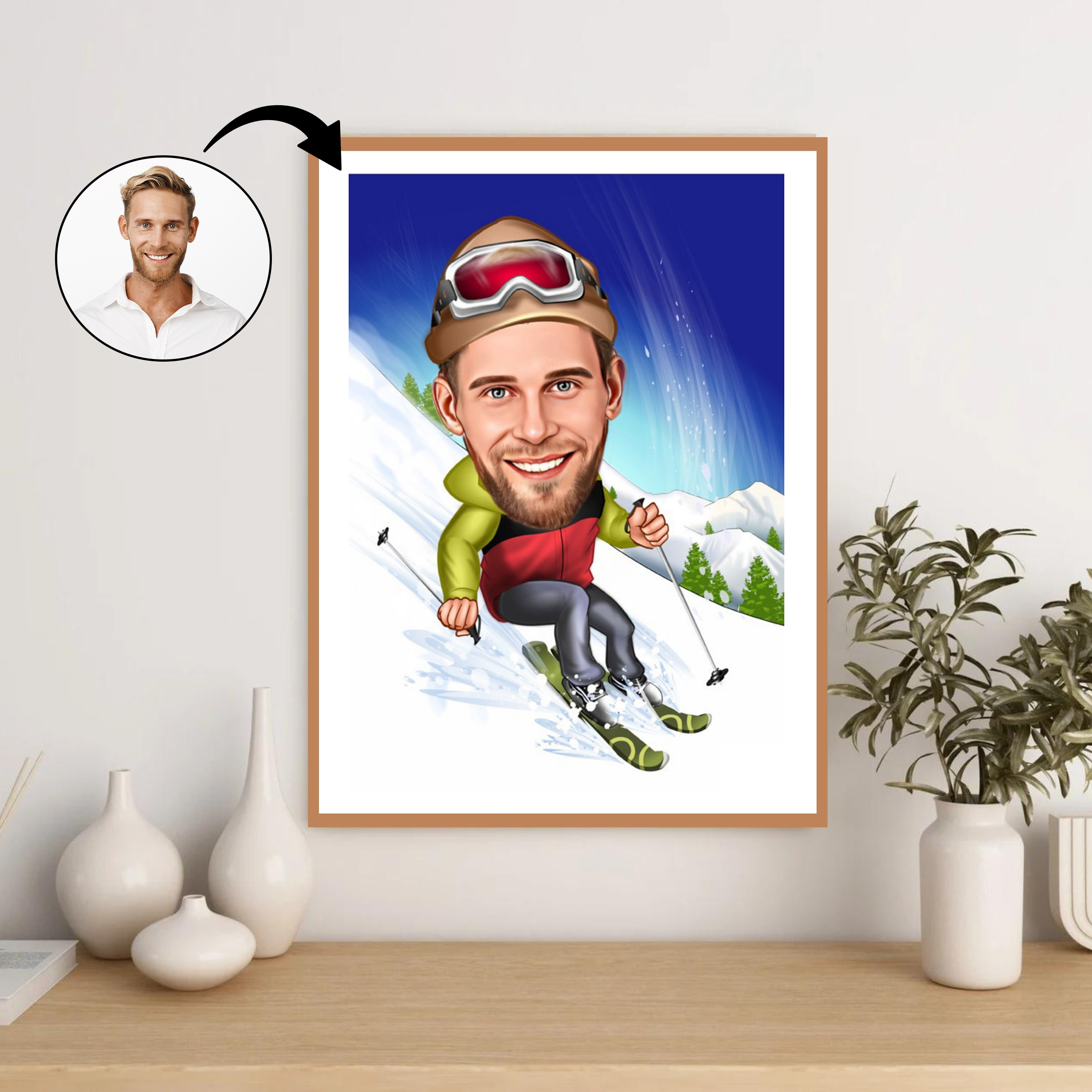 Sports tema53 (1 person) - karikaturtegning efter dine fotos - Just Karikatur