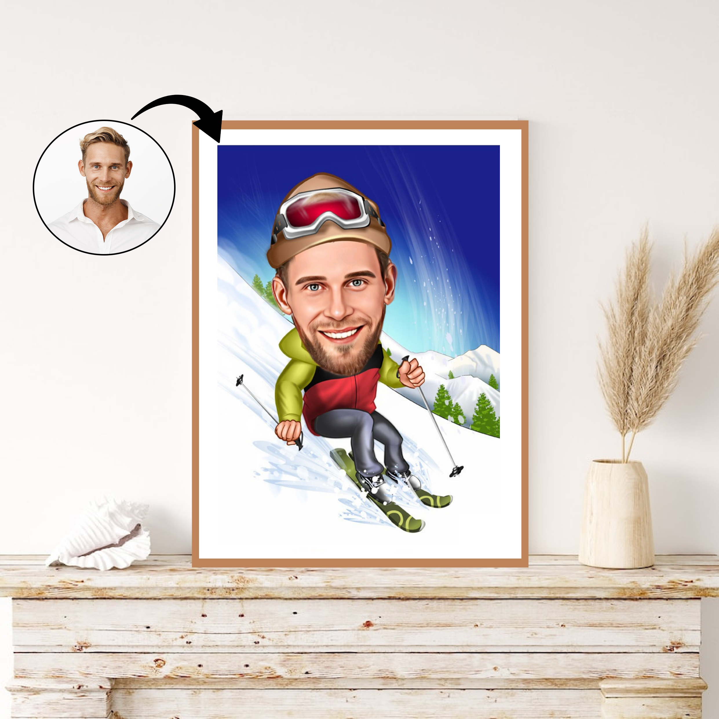 Sports tema53 (1 person) - karikaturtegning efter dine fotos - Just Karikatur