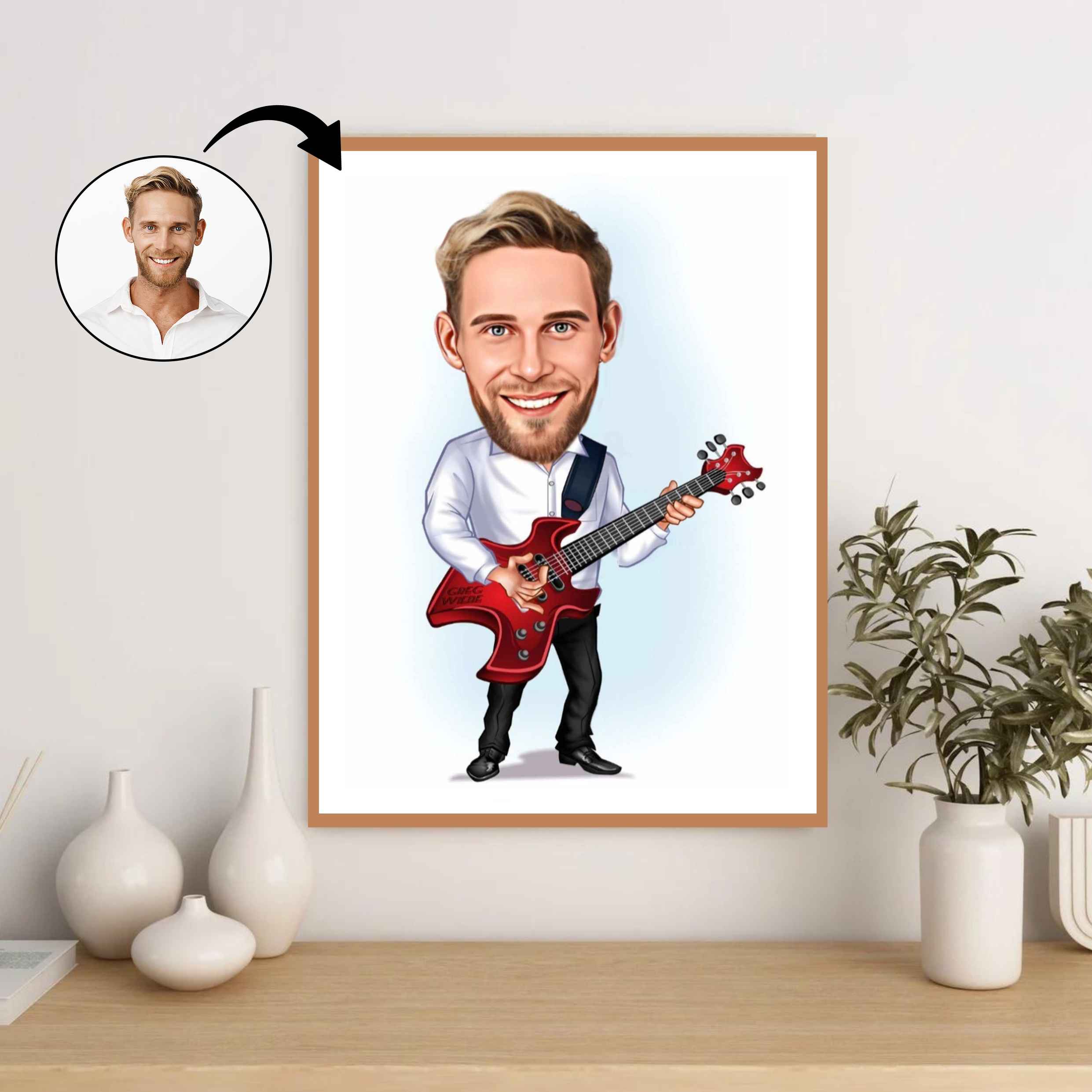 Musik & Dans tema8 (1 person) - karikaturtegning efter dine fotos - Just Karikatur