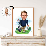 Golf tema3 (1 person) - karikaturtegning efter dine fotos - Just Karikatur