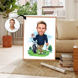 Golf tema3 (1 person) - karikaturtegning efter dine fotos - Just Karikatur