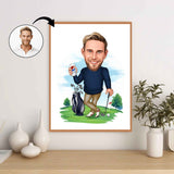 Golf tema3 (1 person) - karikaturtegning efter dine fotos - Just Karikatur