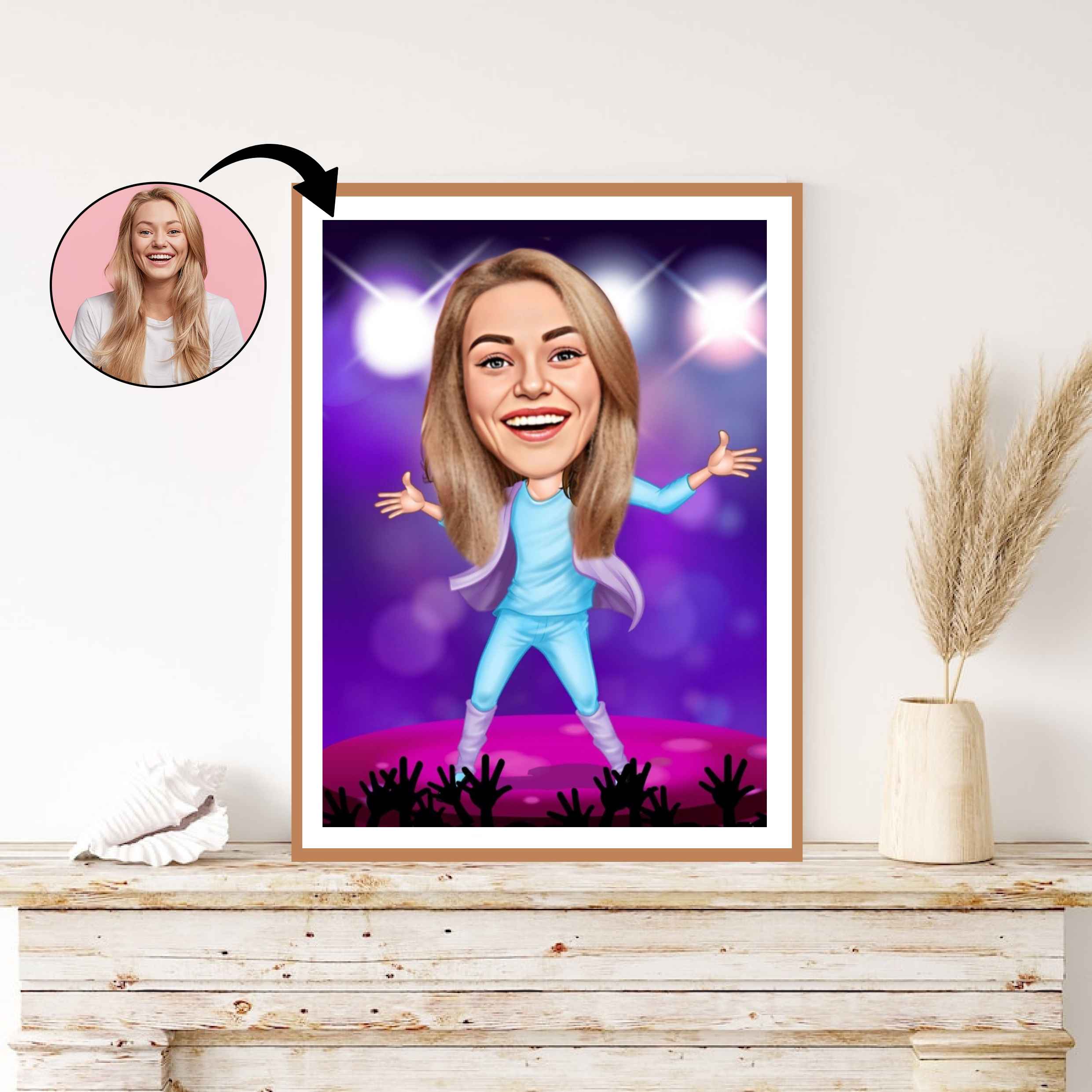 Musik & Dans tema9 (1 person) - karikaturtegning efter dine fotos - Just Karikatur