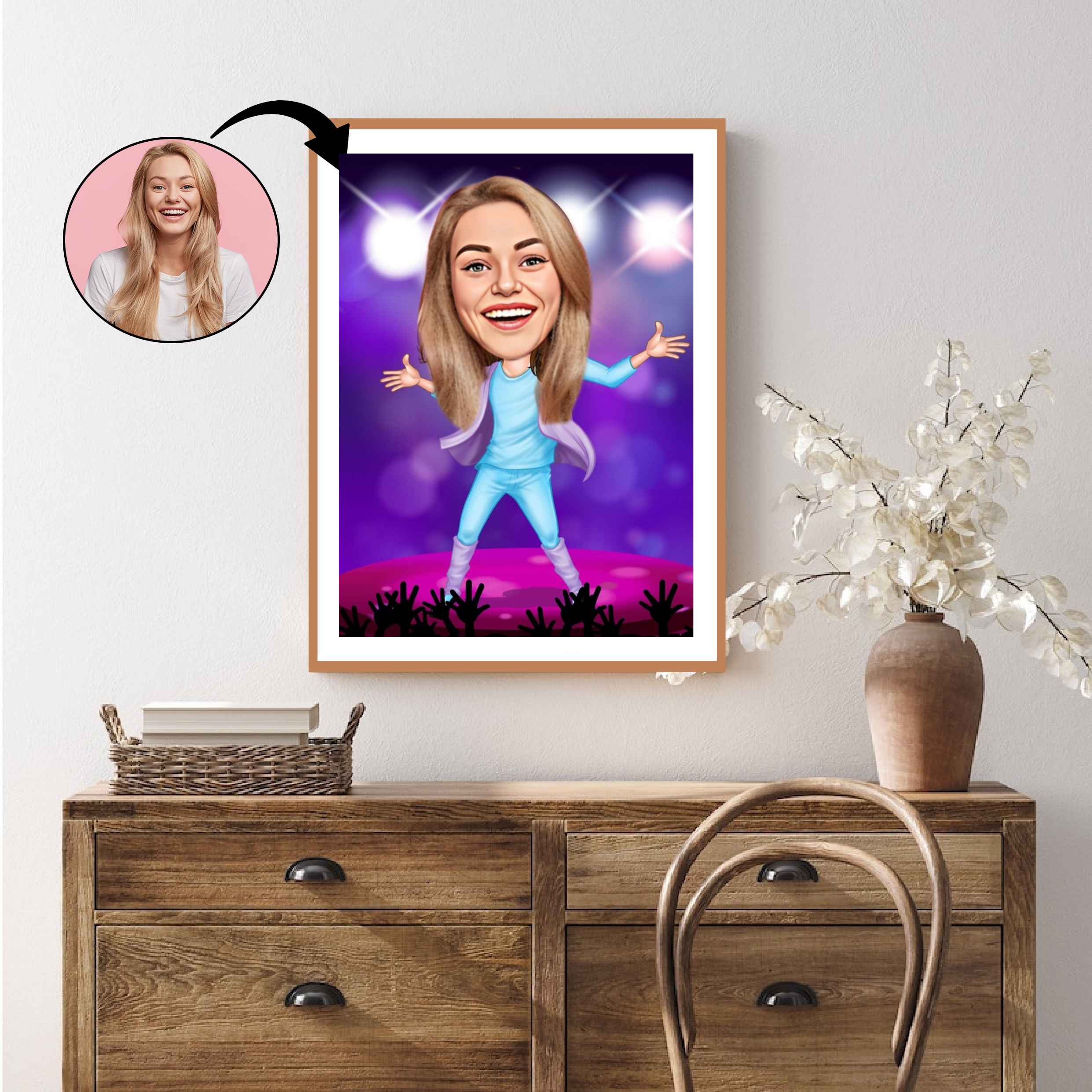 Musik & Dans tema9 (1 person) - karikaturtegning efter dine fotos - Just Karikatur