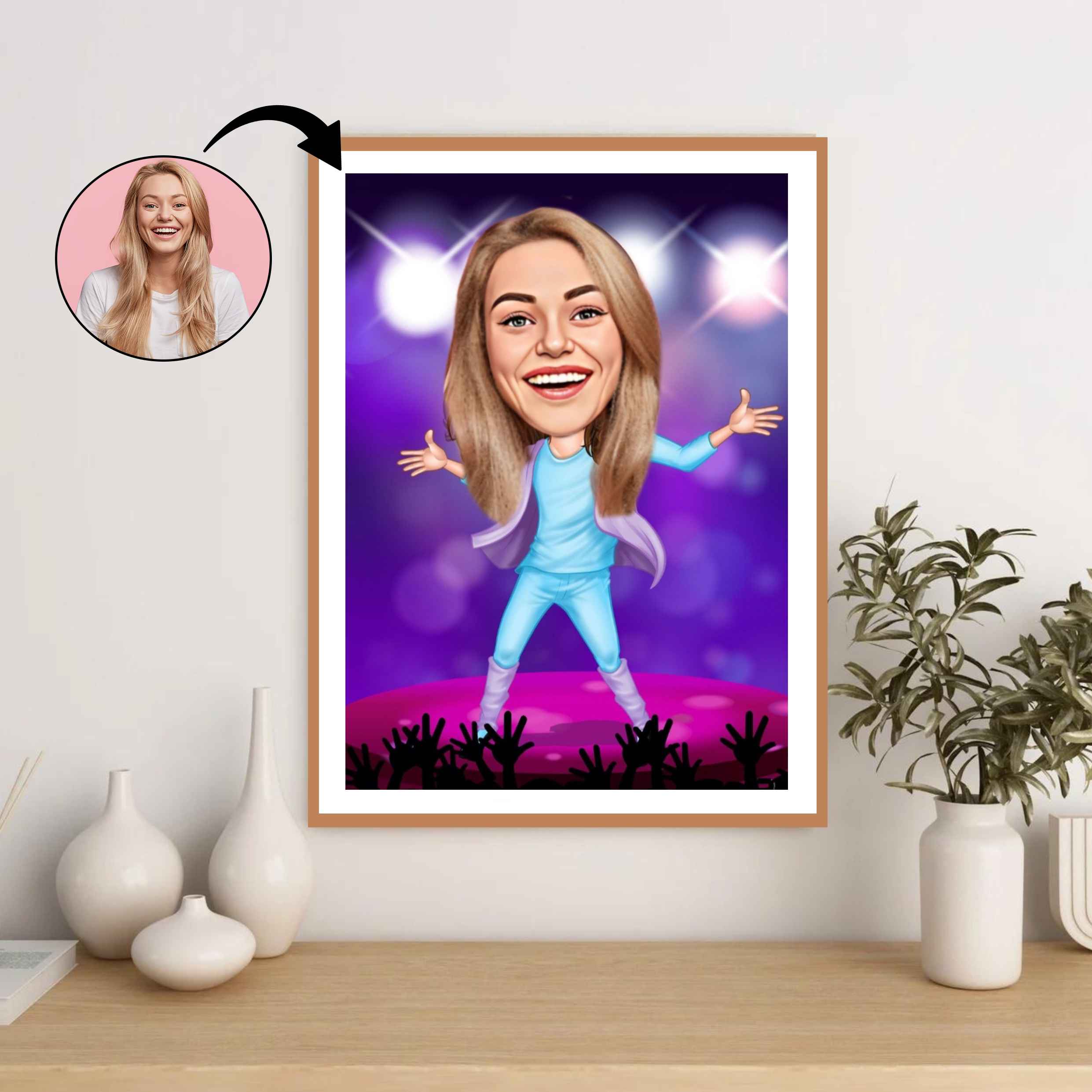 Musik & Dans tema9 (1 person) - karikaturtegning efter dine fotos - Just Karikatur