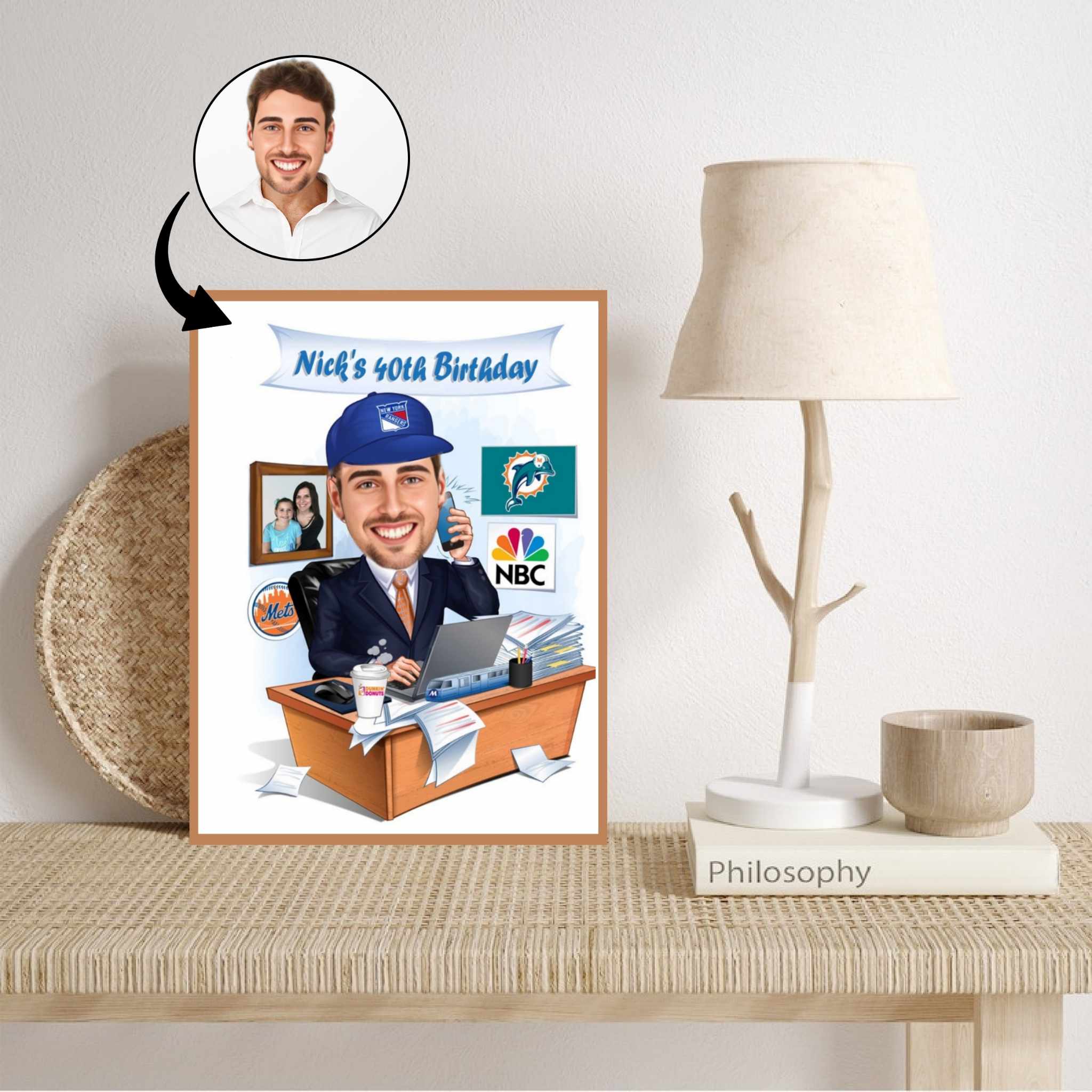 Fødselsdag tema17 (1 person) - karikaturtegning efter dine fotos - Just Karikatur