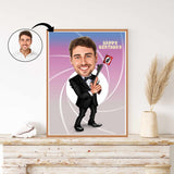 Fødselsdag tema4 (1 person) - karikaturtegning efter dine fotos - Just Karikatur