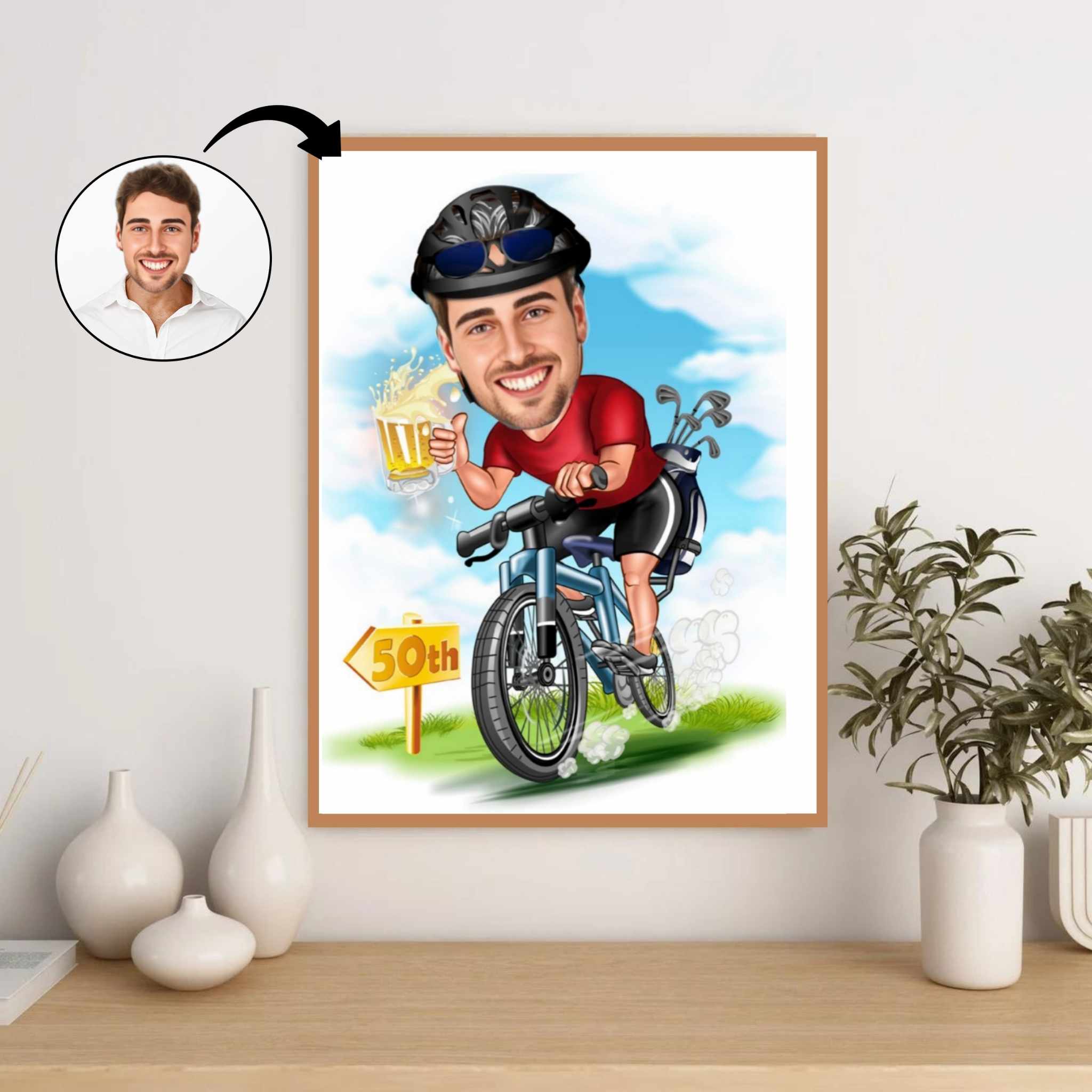 Fødselsdag tema25 (1 person) - karikaturtegning efter dine fotos - Just Karikatur