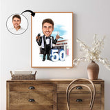 Fødselsdag tema13 (1 person) - karikaturtegning efter dine fotos - Just Karikatur