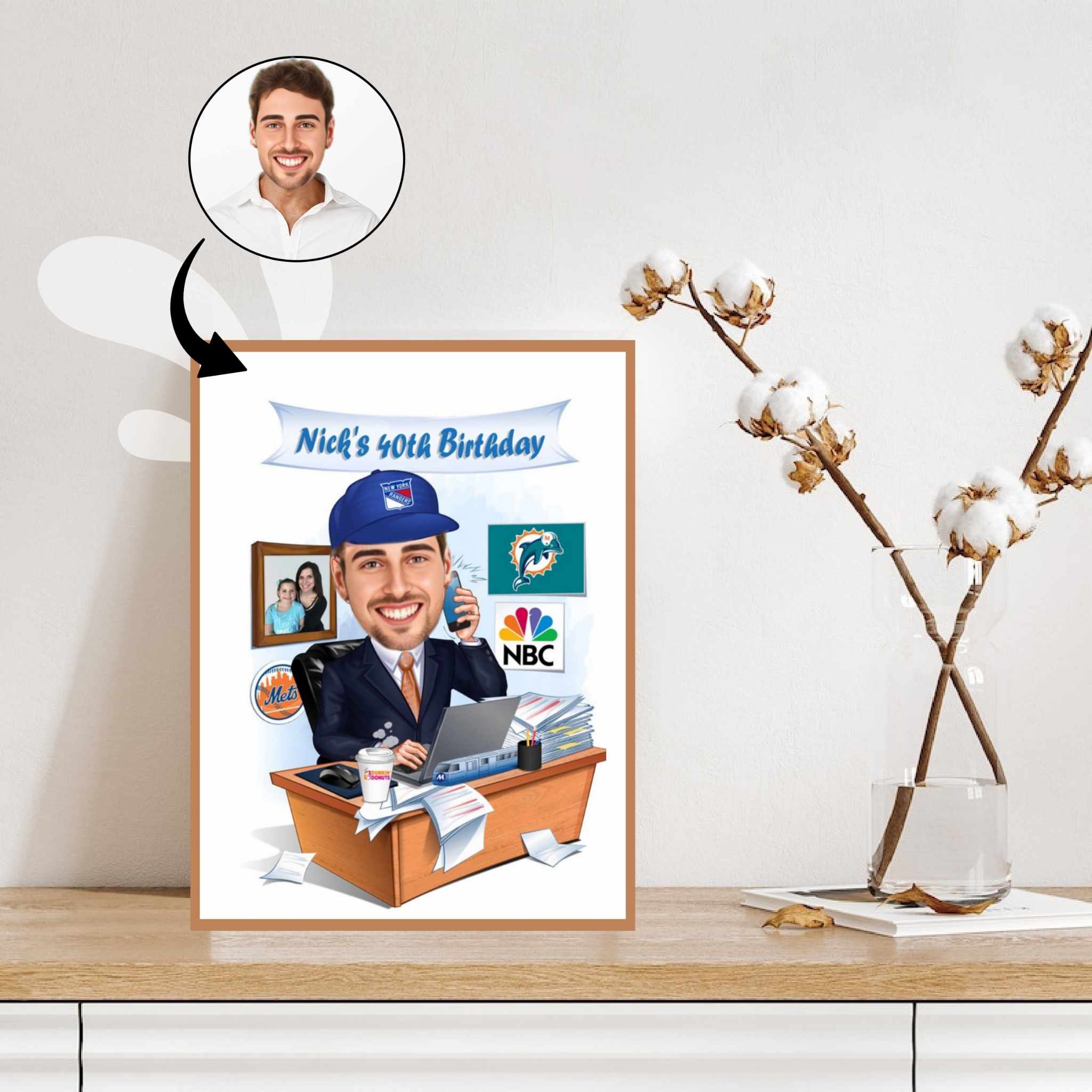 Fødselsdag tema17 (1 person) - karikaturtegning efter dine fotos - Just Karikatur