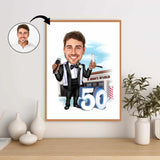 Fødselsdag tema13 (1 person) - karikaturtegning efter dine fotos - Just Karikatur