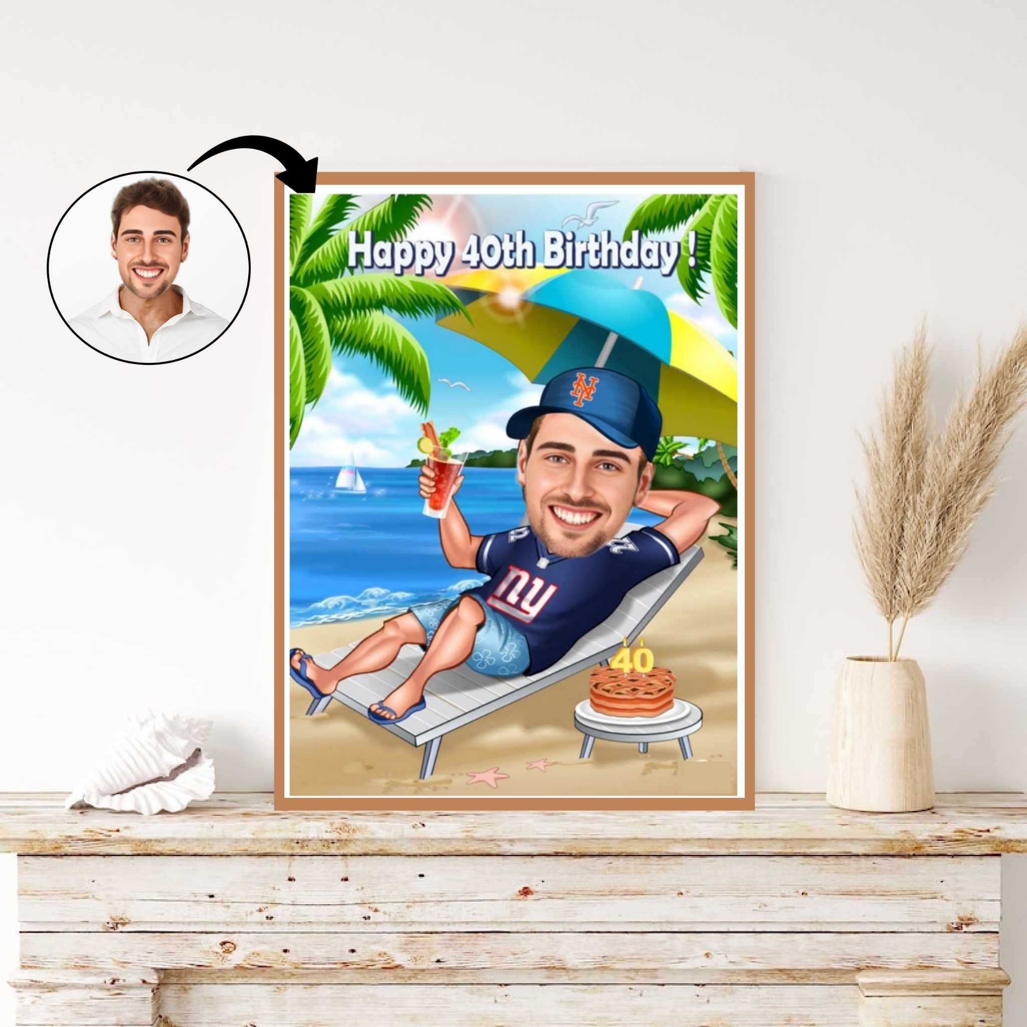 Fødselsdag tema8 (1 person) - karikaturtegning efter dine fotos - Just Karikatur