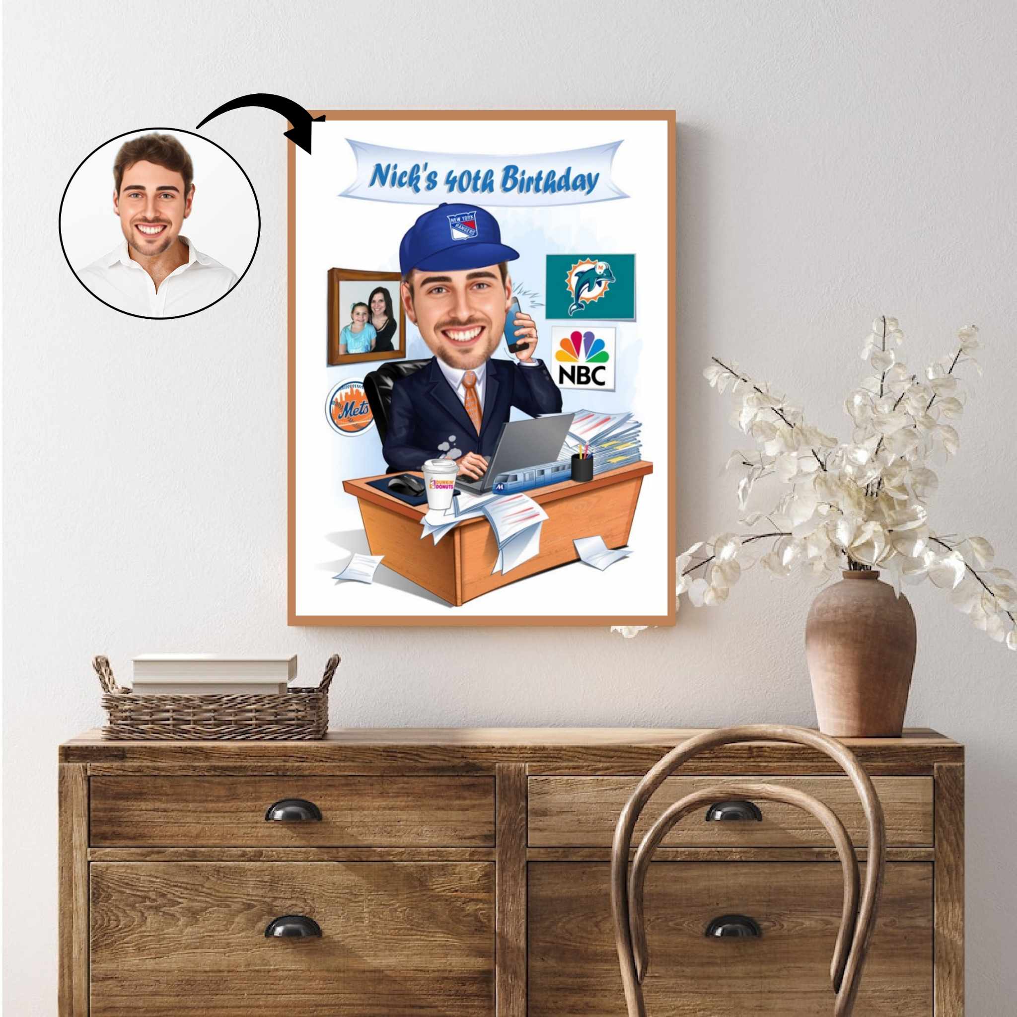 Fødselsdag tema17 (1 person) - karikaturtegning efter dine fotos - Just Karikatur