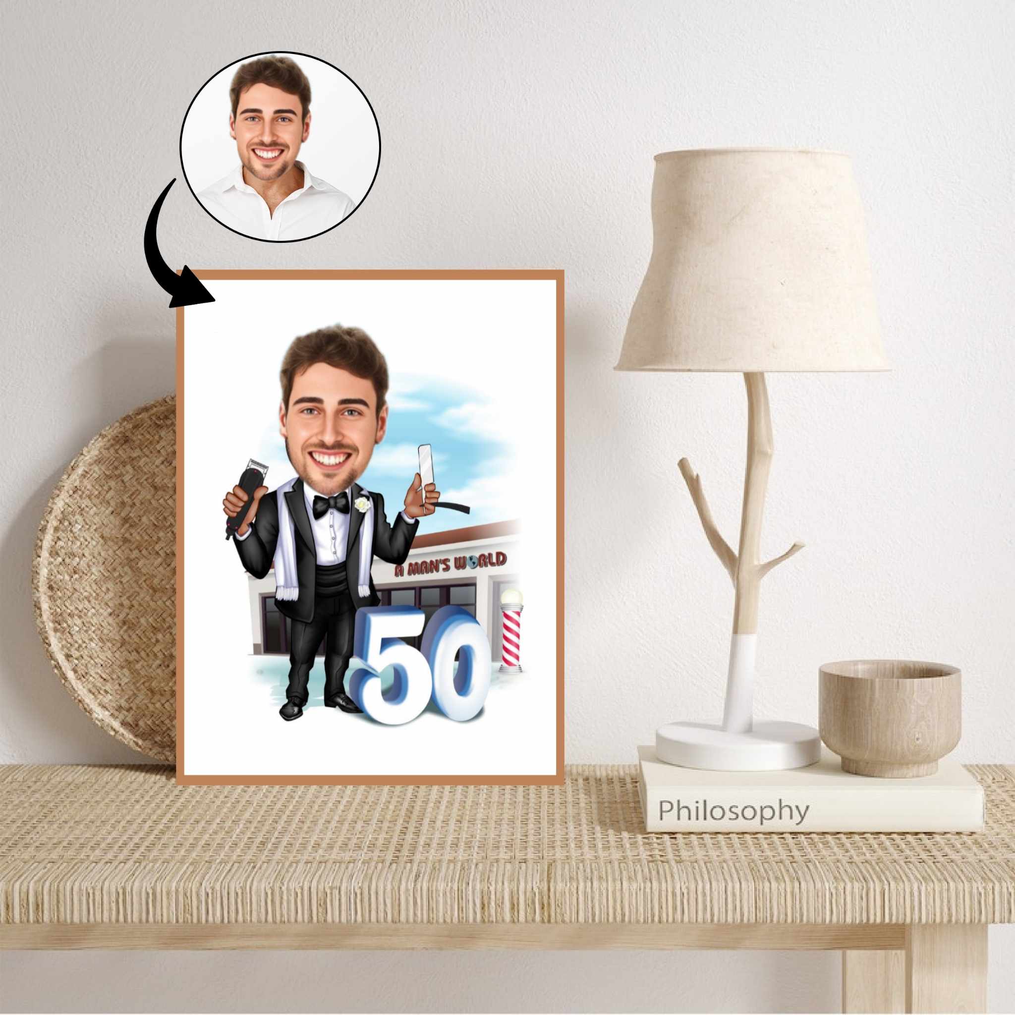 Fødselsdag tema13 (1 person) - karikaturtegning efter dine fotos - Just Karikatur